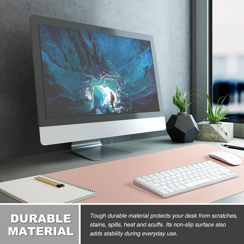 Knodel Desk Mat, Office Desk Pad, Waterproof Desk Mat for Desktop, Leather Desk Pad for Keyboard and Mouse, Desk Pad Protector for Office and Home (31.5" x 15.7", Pink) 31.5" x 15.7"