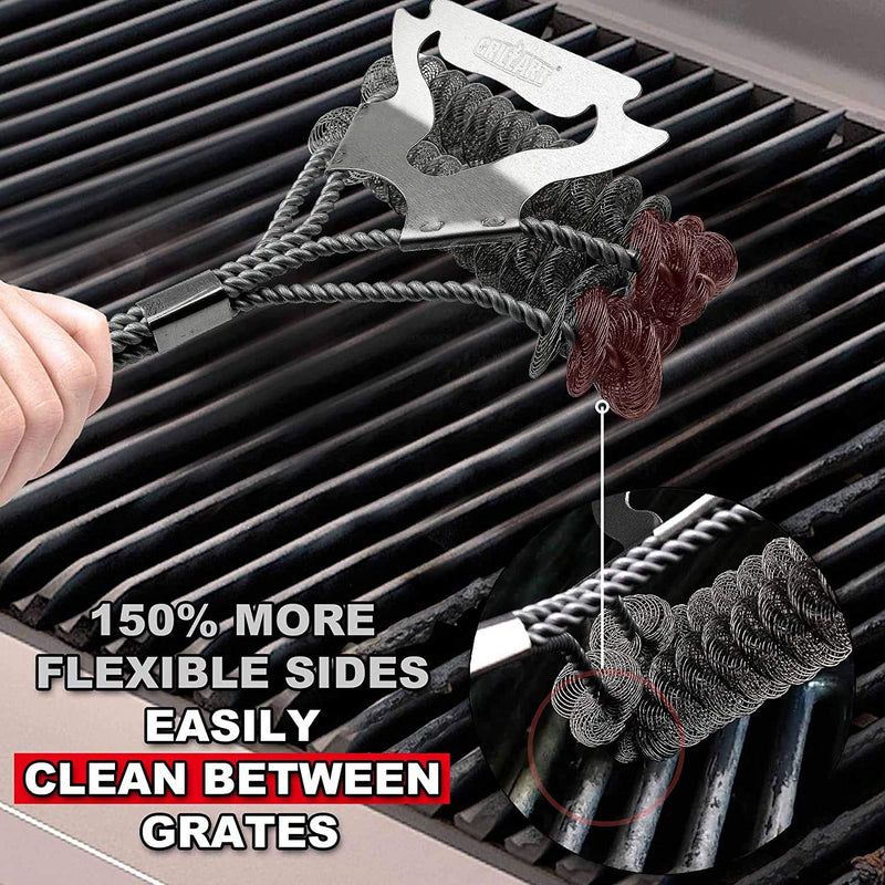 GRILLART Grill Brush Bristle Free & Scraper - Safe BBQ Brush for Grill - Non Wire Stainless Grill Cleaner/Cleaning Brush - Best Rated BBQ Accessories Scrubber - Safe for Porcelain/Gas/Charbroil Grates