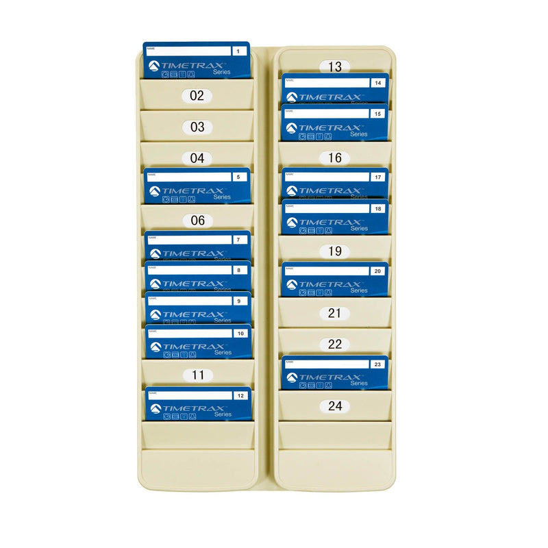 Pyramid Time Systems, 500-24 Badge Rack, 24 Pocket, Keeps Swipe Cards, Badges, id's and Other Items neatly Organized, Constructed of Lightweight, Durable Plastic, Includes self-Adhesive Number Labels