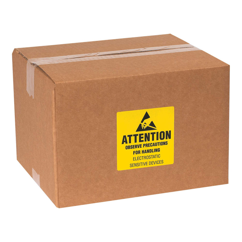 Ship Now Supply SNDL1369 Tape Logic Labels,"Attention - Observe Precautions", 2" x 2", Fluorescent Yellow/Black (1 Roll of 500 Labels)