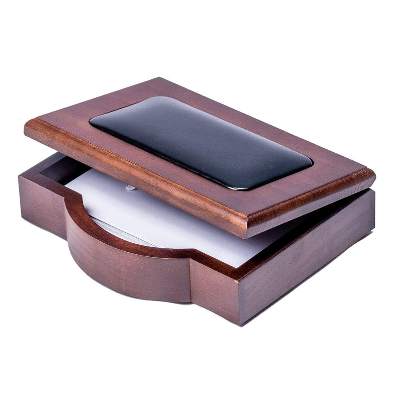 Dacasso A8409 4 x 6 Desktop Memo Holder, Wood & Leather, Walnut