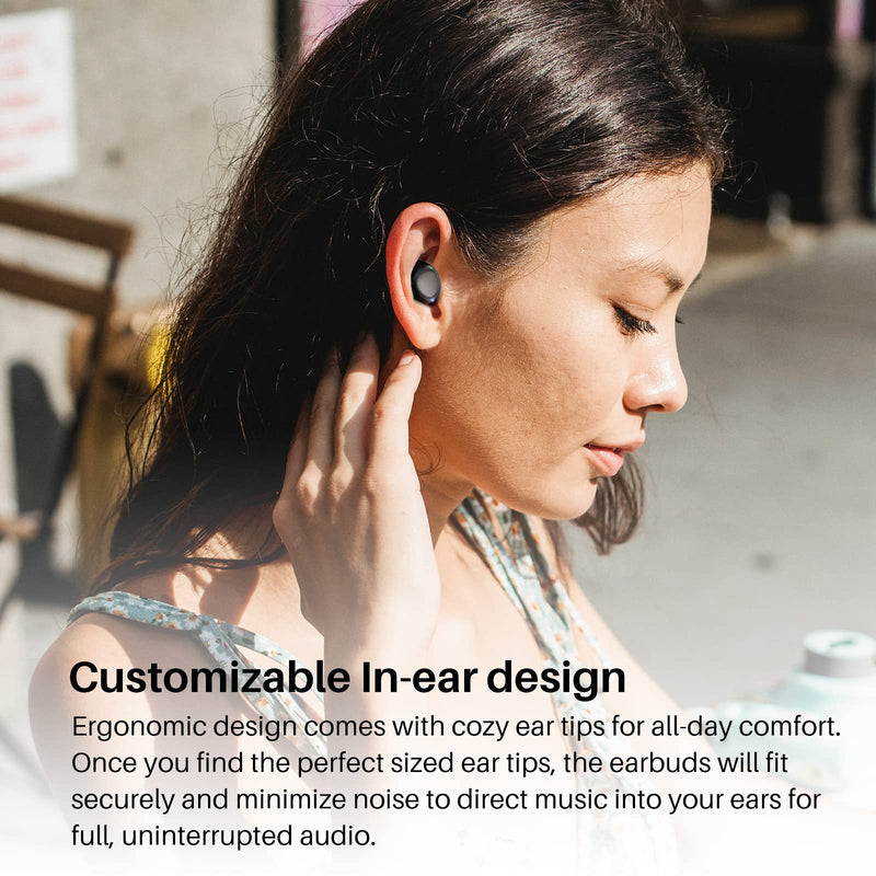 TOZO A1 Mini Wirelessâ€‚Earbudsâ€‚Bluetooth 5.0 in Ear Light-Weight Headphones Built-in Microphone, Immersive Premium Sound Long Distance Connection Headset with Charging Case, Black