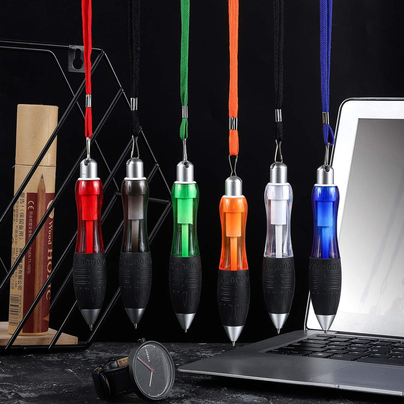 5 Big Fat Pens with 10 Blue Extra Refills Retractable Big Fat Ballpoint Pens Red Body Pens in 5 Colors with Hanging Rope Handwriting Aids for Tremor, Arthritis, Parkinson