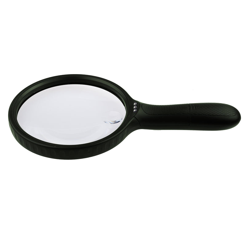 KARE and Kind Extra Large 3 LED Handheld Magnifying Glass with Dual Glass - Magnifier for Senior Reading, Hobbies and Crafts, Computer Repair and Jewelry Loupe (1.8X 138 mm, 5X 25 mm) 3 Led - 1.8x