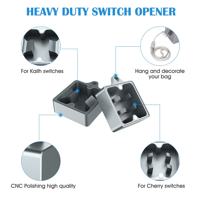 HONKID Switch Opener Aluminum Keyboard Switch Opener for Cherry MX Gateron Kailh Outemu and Panda Mechanical Switches with Metal Magnet (Grey) Grey