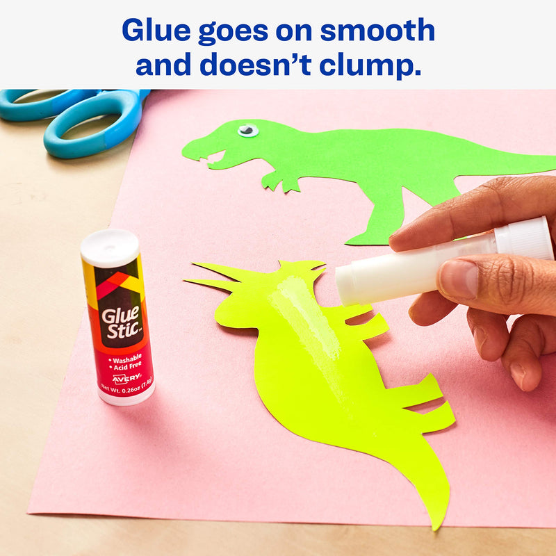 Avery Glue Stic White, 0.26 oz., Washable, Nontoxic, Permanent Adhesive, 1 Glue Stick (00166)