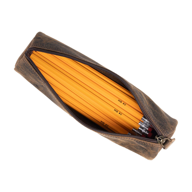 Leather Pencil Case Handcrafted Pen pouch Elegant and pratical gift for students,artists. Perfect for school,office,college by KomalC