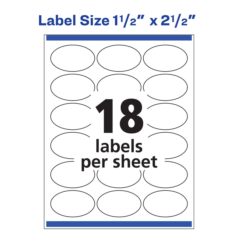 Avery Printable Blank Oval Labels, 1.5" x 2.5", Glossy White, 90 Customizable Labels (22814)