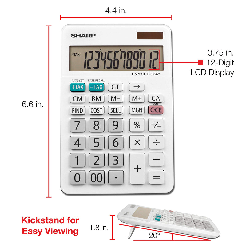 Sharp EL-334WB Business Calculator, White 4.0