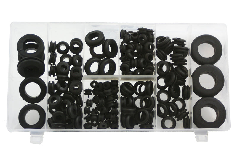 ABN 180 Piece SAE Rubber Grommet Assortment 7/8in, 5/8in, 5/16in, 7/16in, 3/8in, ¼in, ½in, and 1 Inch Sizes