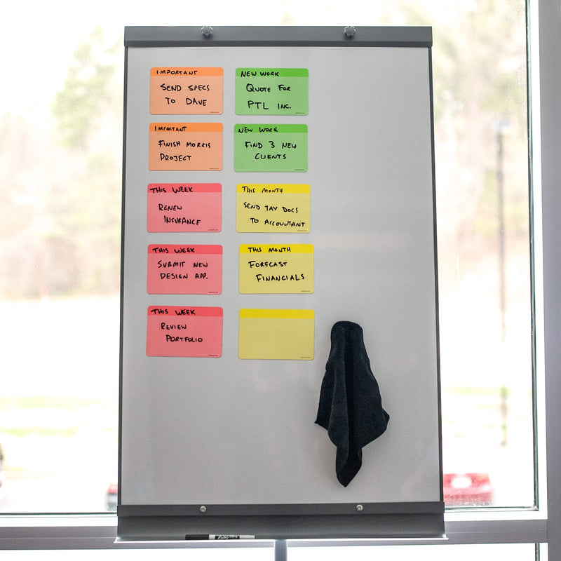 Neon Dry Erase Whiteboard Magnets by AgilePacks | 4" x 6" Reusable Magnets Plus Magnetic Microfiber Eraser Cloth
