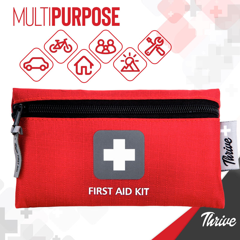 Thrive Mini First Aid Kit Travel Size (66 Piece) - First Aid Bag with Hospital Grade Medical Supplies 66 Piece