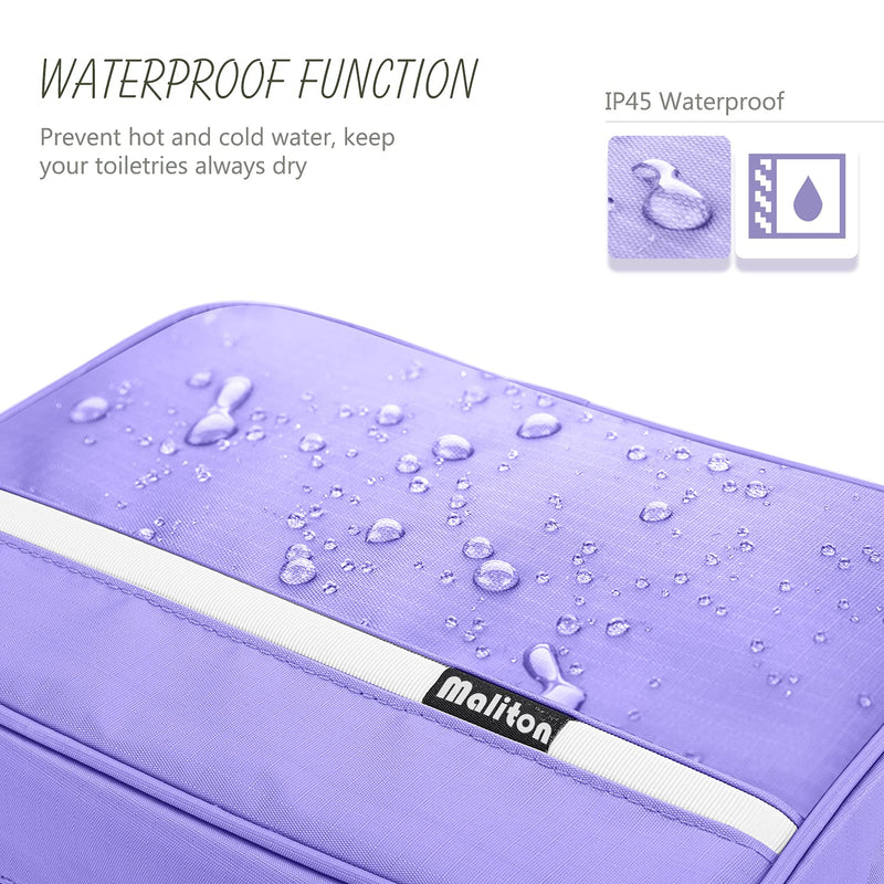 Travel Toiletry Bag for Women, Maliton Hanging Toiletry Bag with 4 Compartments, Portable and Waterproof Compact travel Bathroom Organizer,Ideal for Travel or Daily Life(Purple) Purple