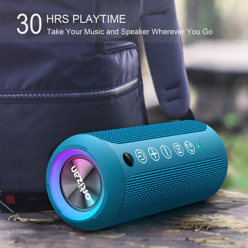 Ortizan Portable Bluetooth Speaker, IPX7 Waterproof Wireless Speaker with 24W Loud Stereo Sound, Outdoor Speakers with Bluetooth 5.0, 30H Playtime,66ft Bluetooth Range,Dual Pairing for Home Blue