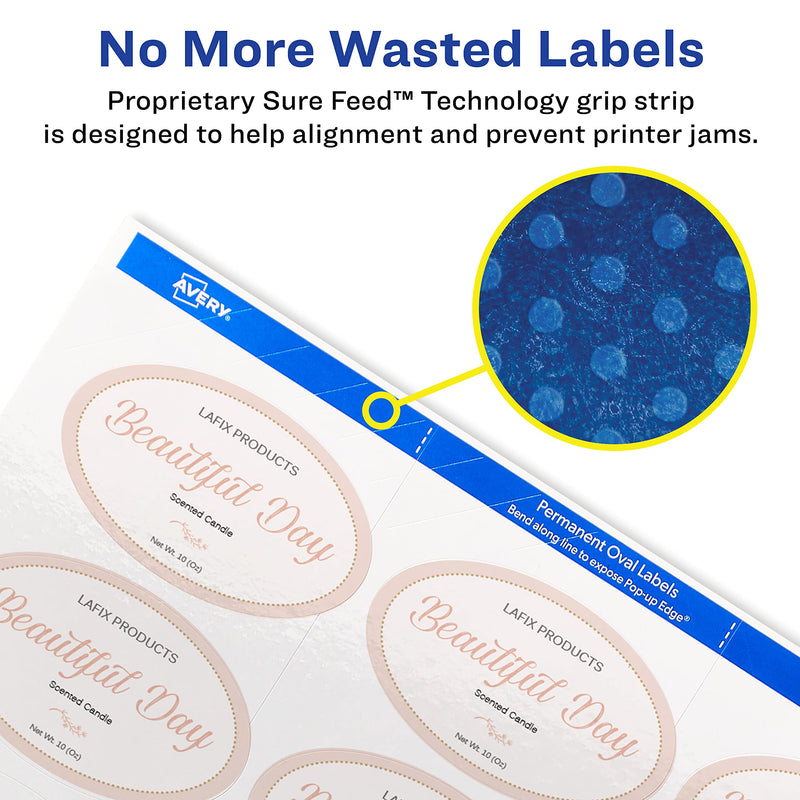 Avery Printable Blank Oval Labels, 1.5" x 2.5", Glossy White, 90 Customizable Labels (22814)