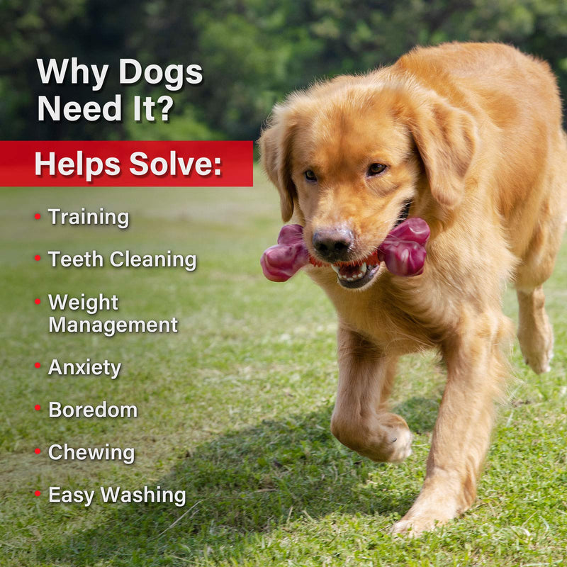 Tough Dog Toys for Aggressive Chewers Large Breed, Apasiri Dog Chew Toys, Durable Dog Toys, Dog Bones Made with Nylon and Rubber, Big Indestructible Dog Toy Beef Medium/Large (Pack of 1)