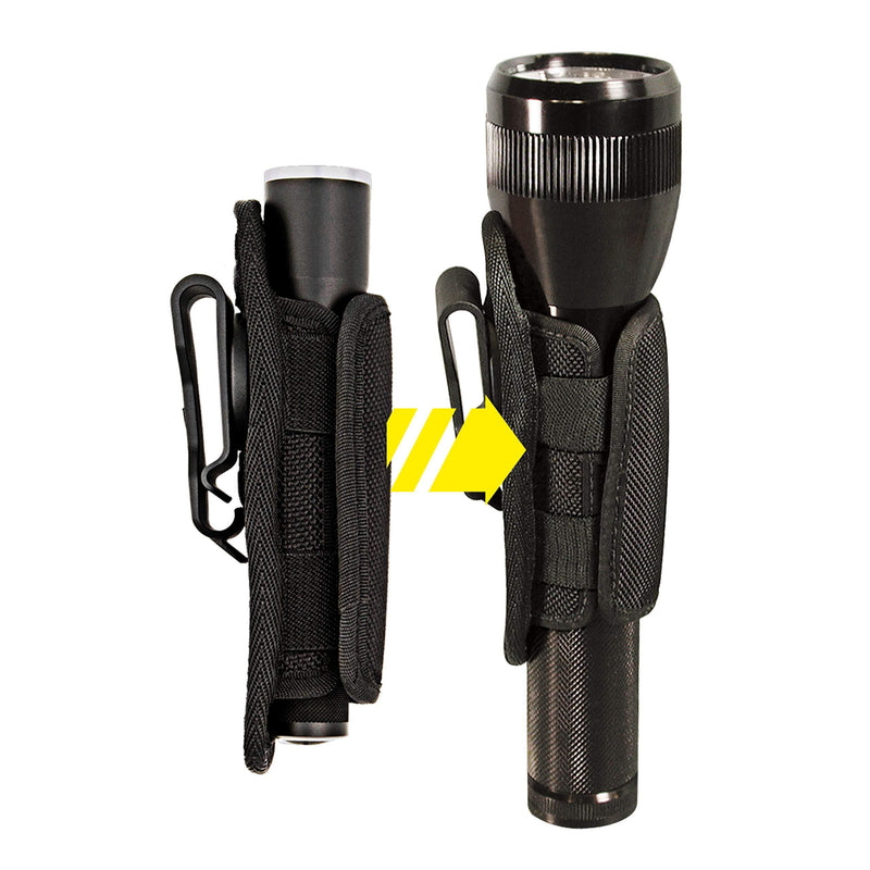 Nite Ize Lite Holster Stretch, Expandable, Secure Flashlight Holder With Belt Clip, Universal Sizing,N00874-BRK,Black Black