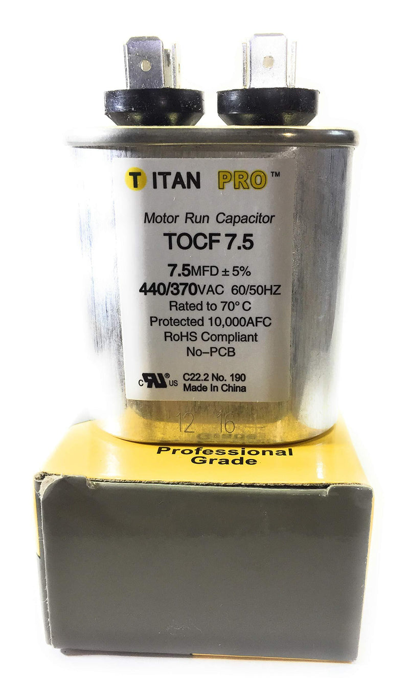 Motor Run Capacitor, 7.5 MFD, 2-3/4 in. H 1