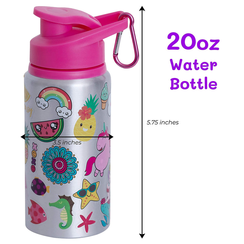 Purple Ladybug Decorate Your Own Water Bottle for Girls Craft Kit with Tons of Fun On-Trend Stickers - BPA Free, Kids Water Bottle - Great Girl Gift Idea, Fun Creative DIY Kids Arts & Crafts Activity