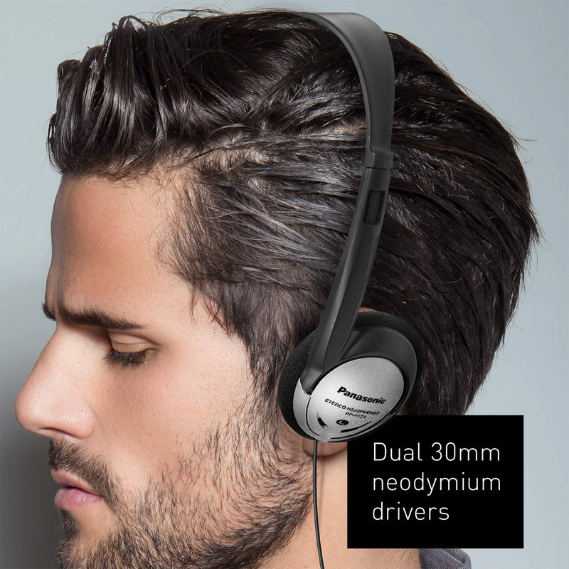 Panasonic Headphones On-Ear Lightweight with XBS RP-HT21 (Black & Silver) On Ear - No Mic