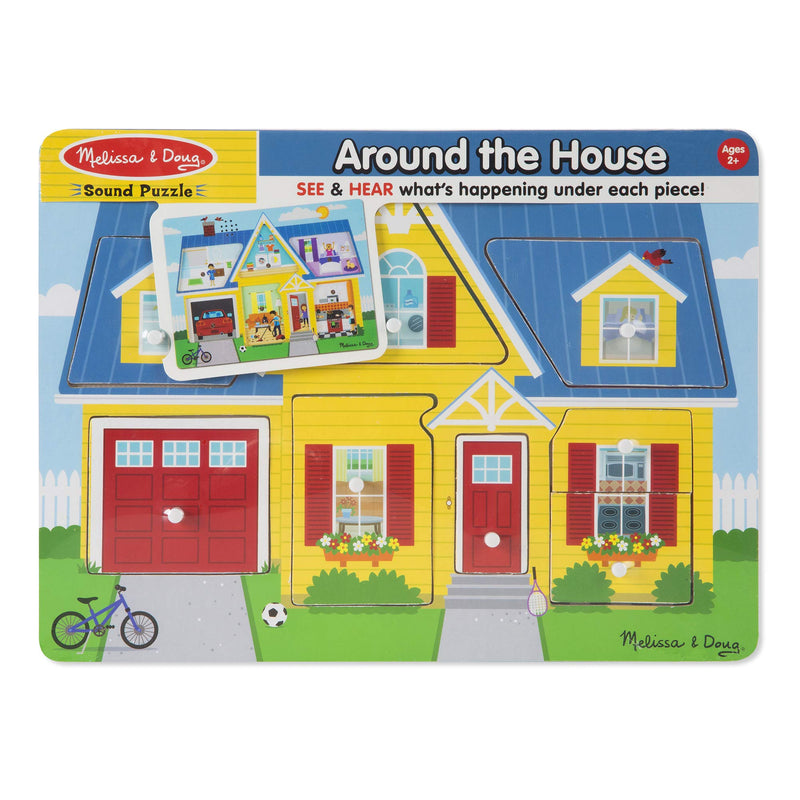 Melissa & Doug Around the House Sound Puzzle - Wooden Peg Puzzle (8 pcs)