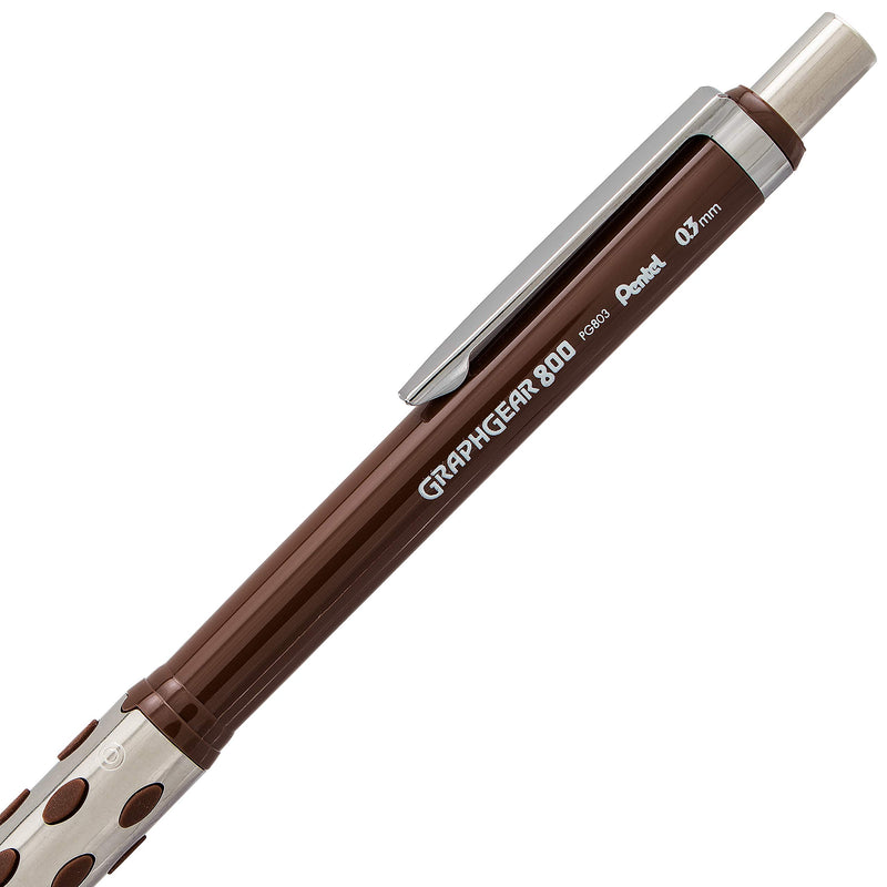 Pentel Graph Gear 800 Mechanical Drafting Pencil, 0.3mm, Brown Barrel with Lead (PG803LZBP) 1 Pencil, Lead and Eraser