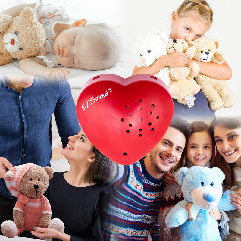 EZSound Build a Bear Voice Recorder | 30 Seconds Stuffed Animal Voice Recorder | Recordable Insert to Create Baby Heartbeat Bear | Sound Box for Voice Gifts | Custom Voice Recorder for Children (Red) Red - 1Pack