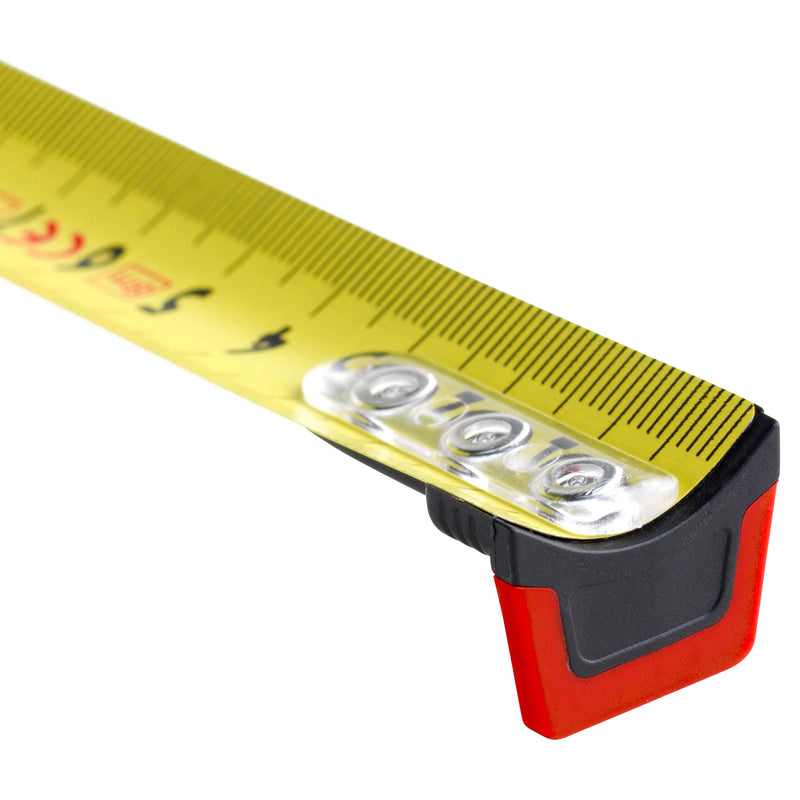 SOLA tape measure - BIG T - 8m / 25mm - extremely robust professional tape measure with belt clip - steel tape, painted yellow with mm scale - accuracy class I - roll meter with non-slip end hook - length 8m/25mm