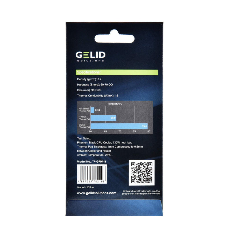 Gelid Solutions GP-Ultimate 15W- Thermal Pad 90x50x1.0mm. Excellent Heat Conduction, Ideal Gap Filler. Easy Installation. 90x50x1.0 Blue