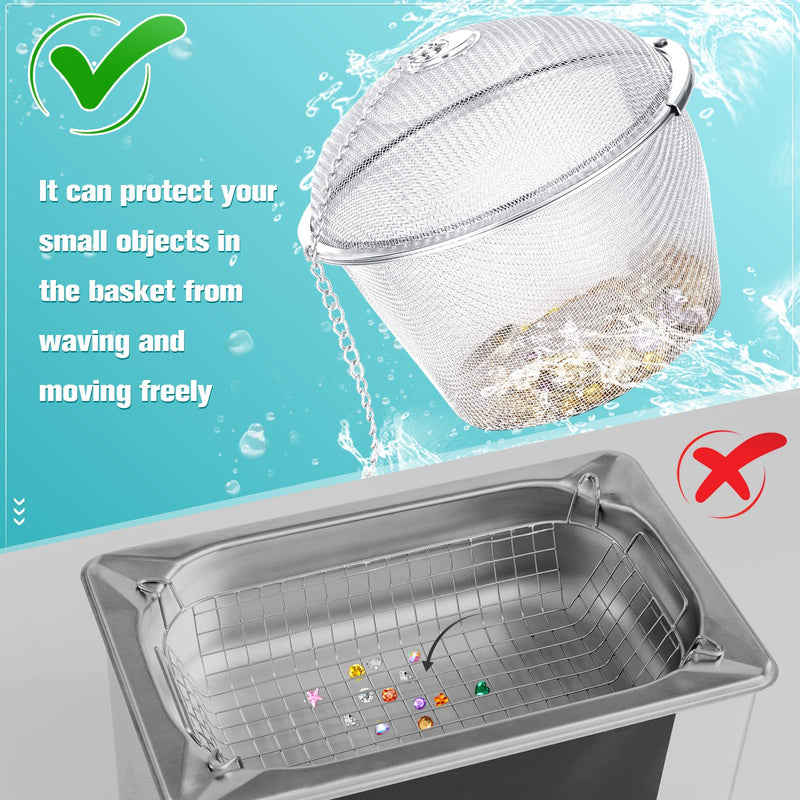 Ultrasonic Cleaner Baskets Ultrasonic Cleaning Solution Ultrasonic Parts Cleaner Jewelry Steam Cleaner Basket Cleaning Small Holder with Lock and Hook Stainless Steel (3 Pieces,1.7, 2.5, 4.3 Inch) 3 1.7, 2.5, 4.3 Inch