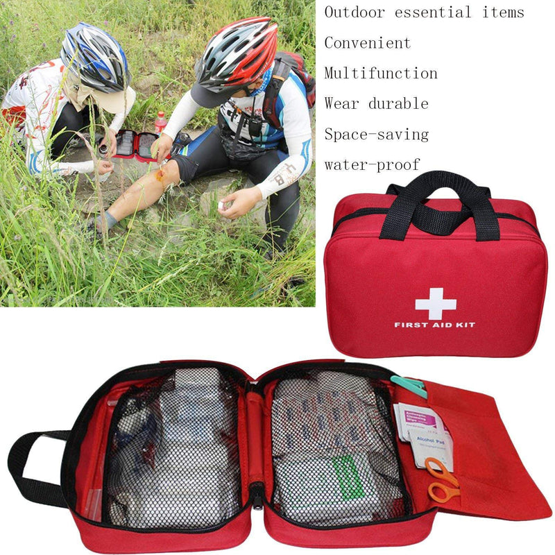 Aoutacc Nylon First Aid Empty Kit,Compact and Lightweight First Aid Bag for Emergency at Home, Office, Car, Outdoors, Boat, Camping, Hiking(Bag Only) Red With Handles