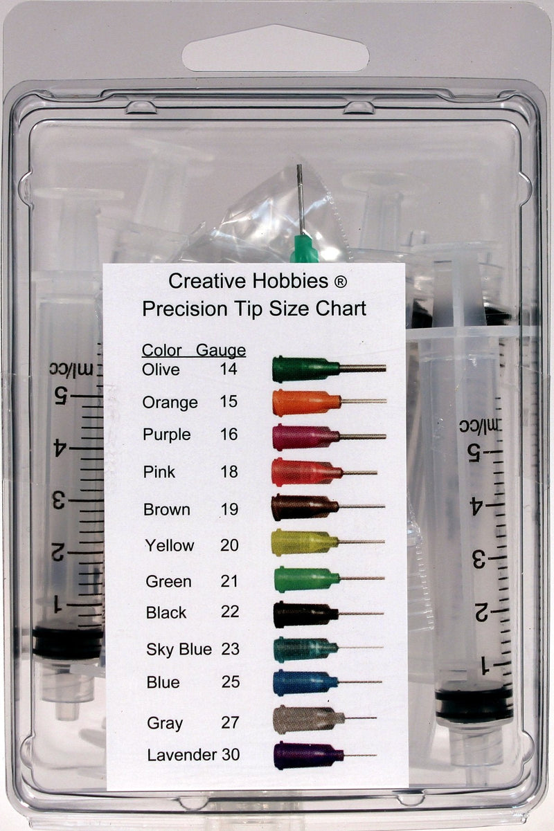Creative Hobbies® Glue Applicator Syringe for Flatback Rhinestones & Hobby Crafts, 5 Ml with 18 Gauge Pink Precision Tip - Value Pack of 10