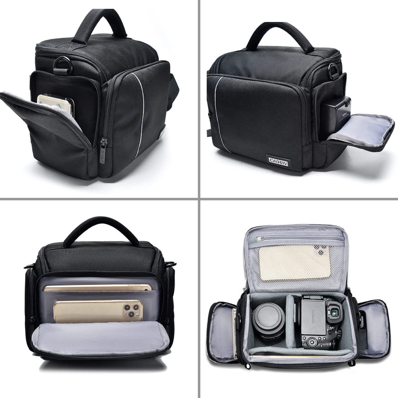 CADeN Compact Camera Shoulder Crossbody Bag Case Compatible for Nikon, Canon, Sony SLR/DSLR Mirrorless Cameras and Lenses Waterproof (Large, 2.0 Black) Large