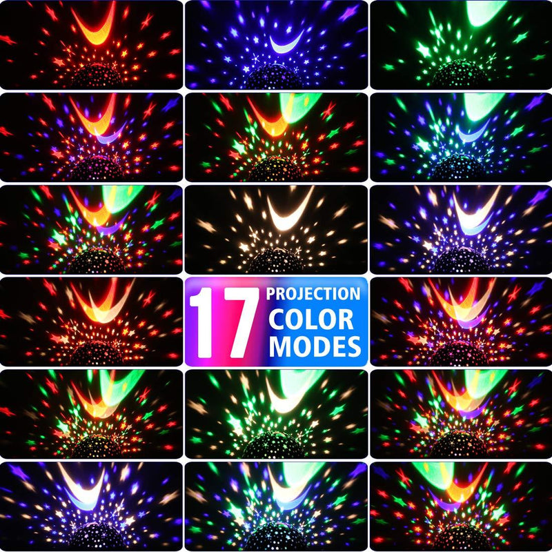 MOKOQI Star Projector Night Lights for Kids With Timer, Gifts for 1 - 14 Year Old Girl and Boy, Room Lights for Kids Glow in The Dark Stars and Moon can Make Child Sleep Peacefully and Best Gift-Black Black