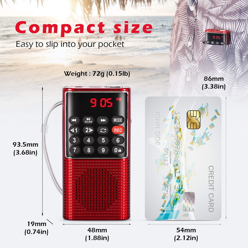 PRUNUS J-288 AM FM Bluetooth Radio, J-328 Small Portable Pocket Battery Operated Radio