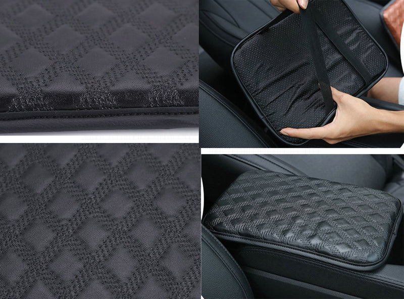 Forala Auto Center Console Pad PU Leather Car Armrest Seat Box Cover Protector Universal Fit (A-Black) A-Black