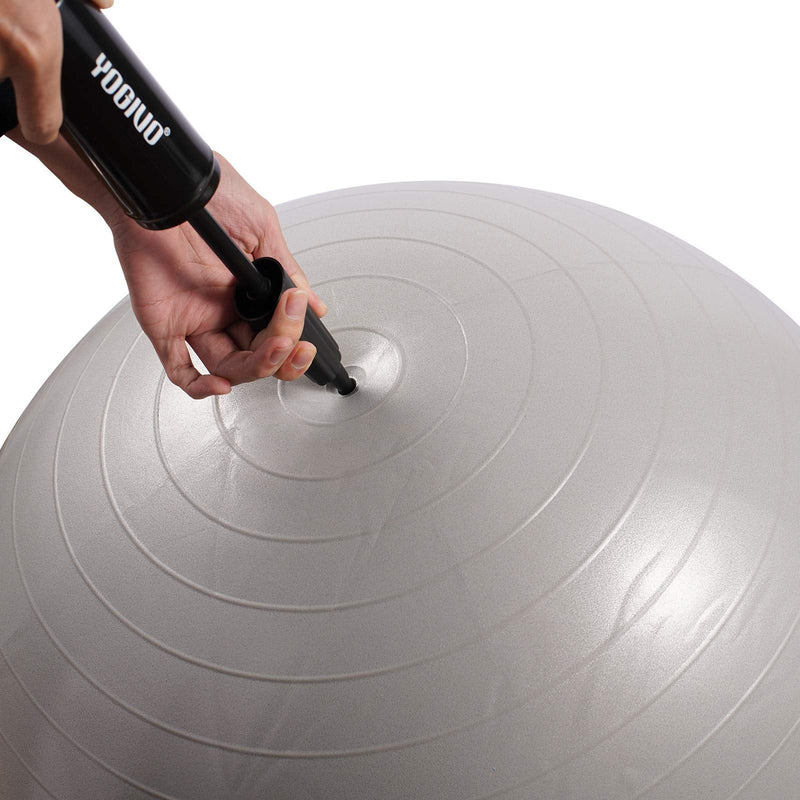 YOGIVO Exercise Ball Pump, Hand Air Pump for Stability Workout Yoga Ball, with 2 Plugs for Valve & 1 Plug Remover for Easy Deflation Hand Pump