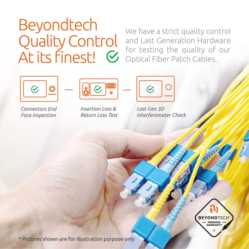 LC to LC Fiber Patch Cable Single Mode Duplex - 3m (9.84ft) - 9/125um OS1 LSZH - Beyondtech PureOptics Cable Series 3m (9ft) LC to LC
