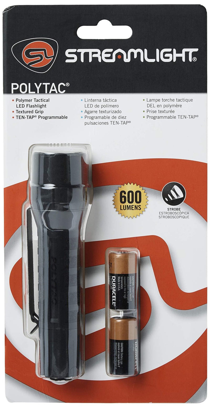 Streamlight 88850 PolyTac LED Flashlight with Lithium Batteries, Black - 275 Lumens