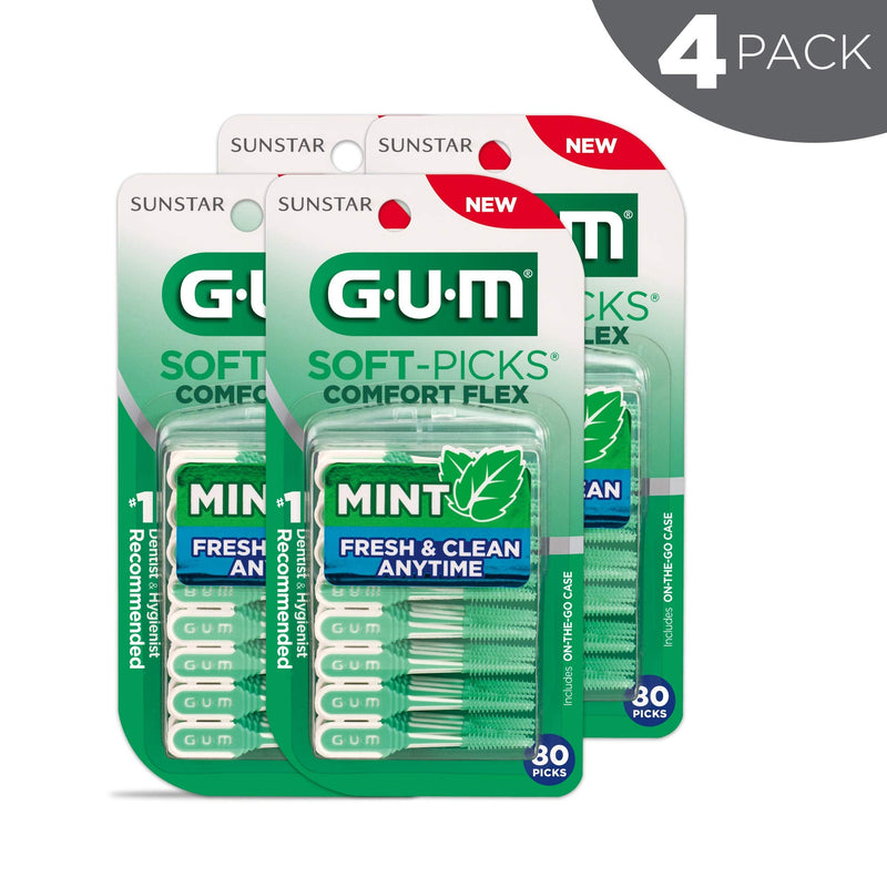 GUM - 6705RW Soft-Picks Comfort Flex Mint Dental Picks, New Invigorating Mint Flavor, 80 Count (Pack of 4) 320 ct