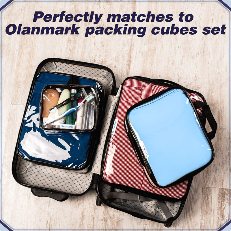TSA Approved Toiletry Bag 3-1-1 Clear Travel Cosmetic Bag with Handle - Quart Size Bag with Zipper - Carry-on Luggage Clear Toiletry Bag for Liquids - Airport Airline TSA Compliant Bag for Man Women Black