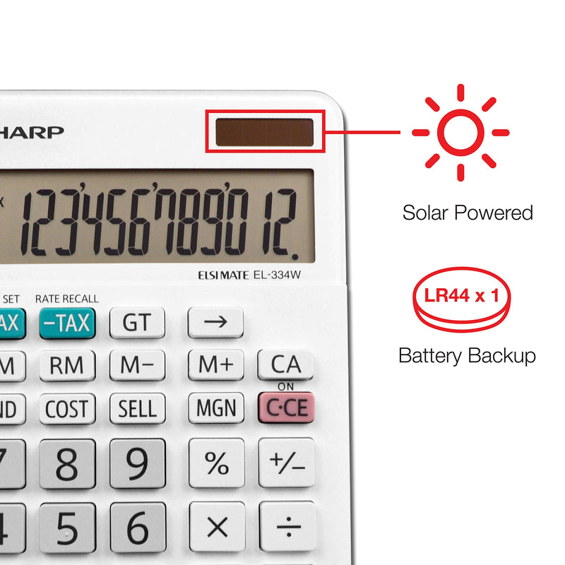 Sharp EL-334WB Business Calculator, White 4.0