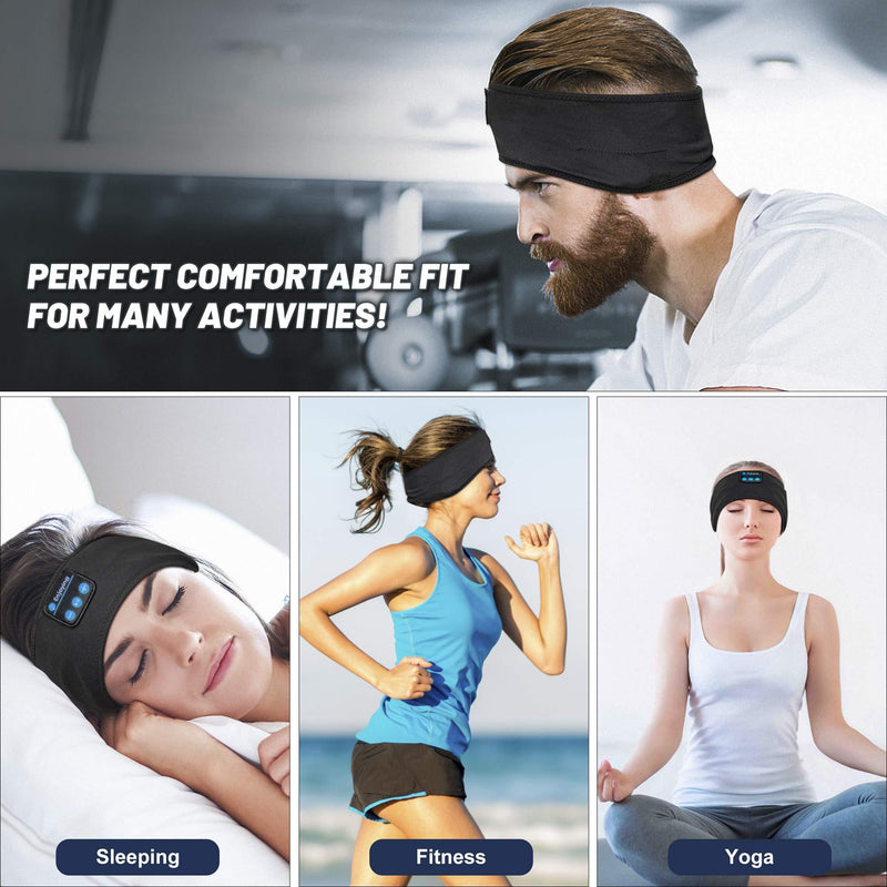 Lavince Sleep Headphones Bluetooth Sports Headband, Wireless Sports Headband Headphones with Ultra-Thin HD Stereo Speakers Perfect for Workout,Jogging,Yoga,Insomnia,Side Sleepers,Air Travel,Meditation Black
