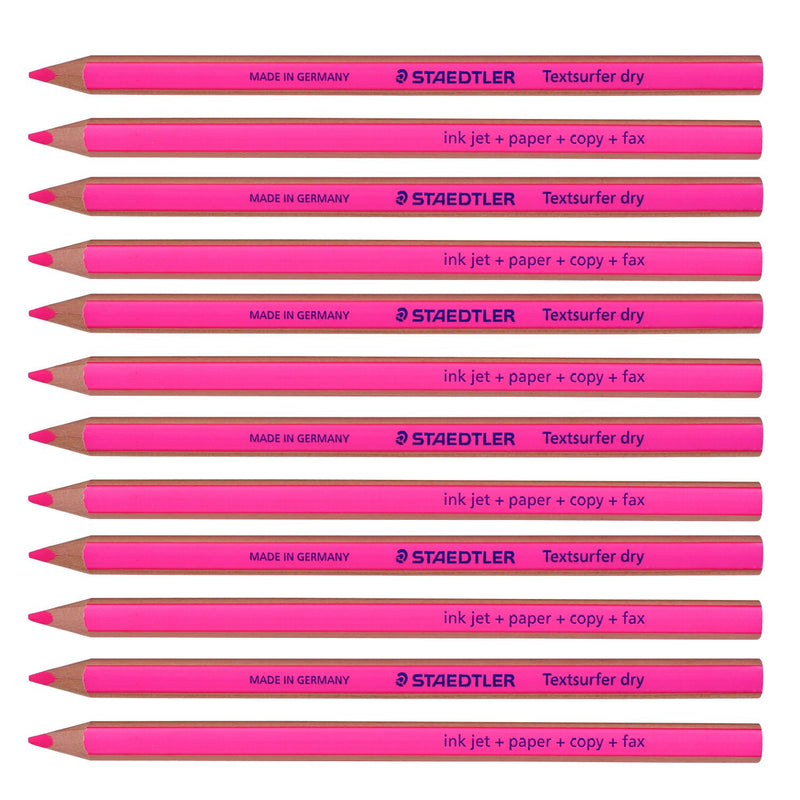 Staedtler Textsurfer Dry Highlighter Pencil 128 64 Drawing for Writing Sketching Inkjet,paper,copy,fax (Pack of 12 Pink)