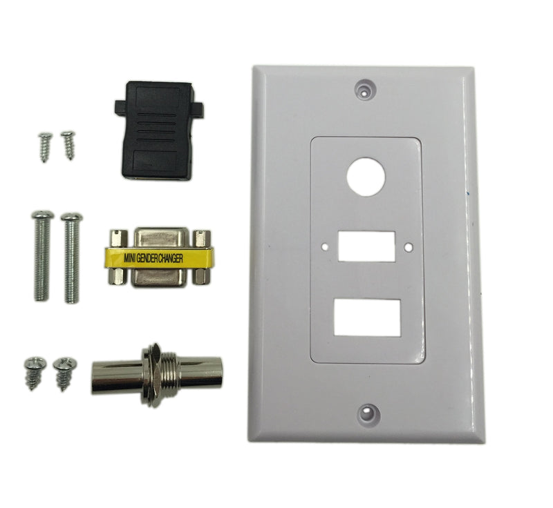 CERRXIAN HDMI VGA 3.5mm Audio Video Stereo Pass Through Component Composite Wall Face Plate Panel (White)