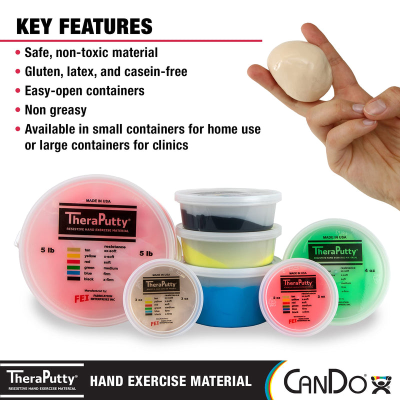 CanDo Theraputty Plus Hand Exercise Putty for Rehabilitation, Exercises, Hand Thearpy, Occupational Therapy, Hand Strengthening, Improve Motor Skills, Stress Relief 2-ounce XX-SOFT