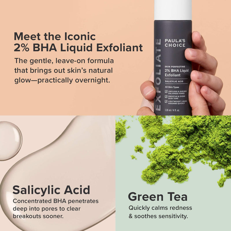 Paula's Choice Skin Perfecting 2% BHA Liquid Salicylic Acid Exfoliant Duo, Gentle Exfoliator for Blackheads, Large Pores, Wrinkles & Fine Lines, Includes 1 Full Size Bottle & 1 Travel Size Bottle Combo 1