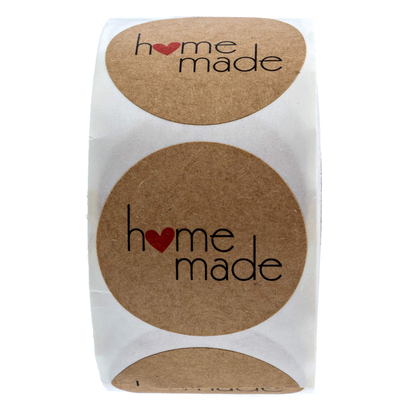 1.5" Inch Round Natural Kraft Home Made Stickers / 500 Labels per roll