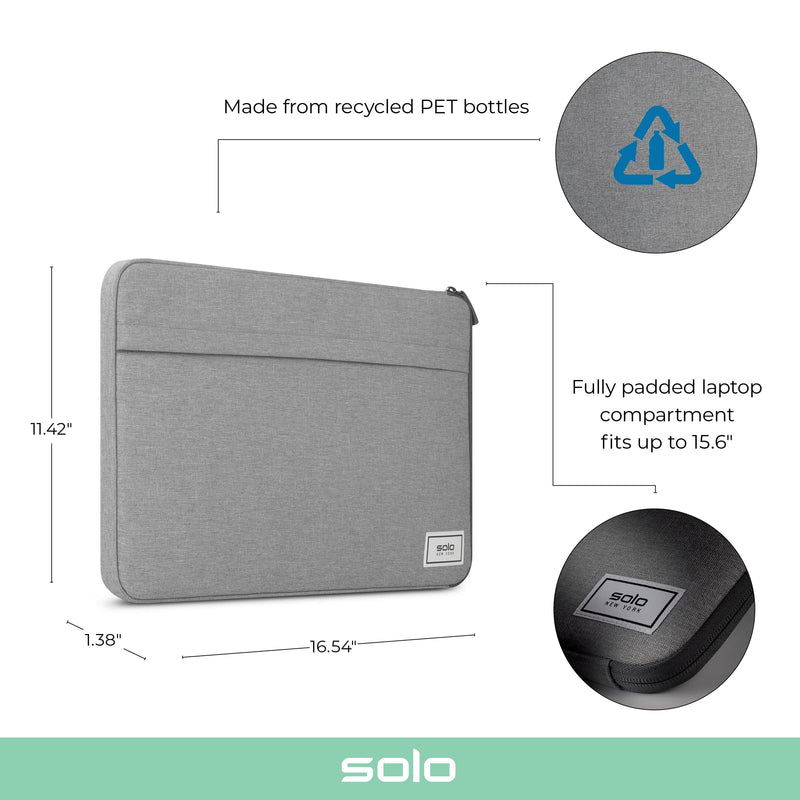 Solo New York Re:Focus Laptop Sleeve, Grey, One Size