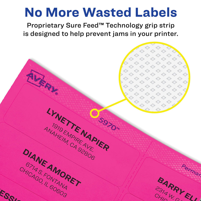 Avery Multipurpose Labels, Removable, Assorted Neon, 2 x 4 Inches, Pack of 120 (6481) 1 Pack